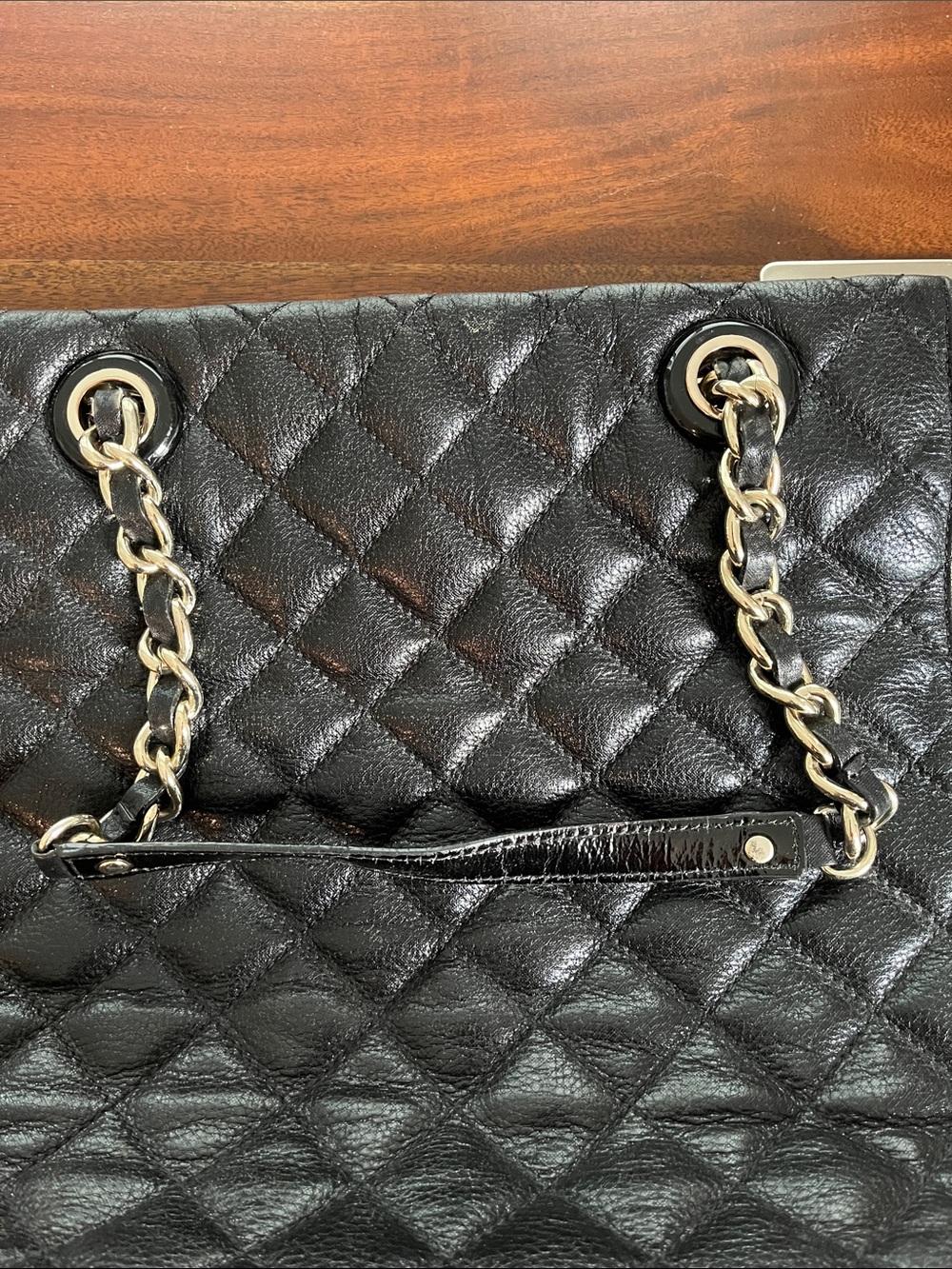 Kate Spade Black Quilted Chainlink Tote - Picture 16 of 16